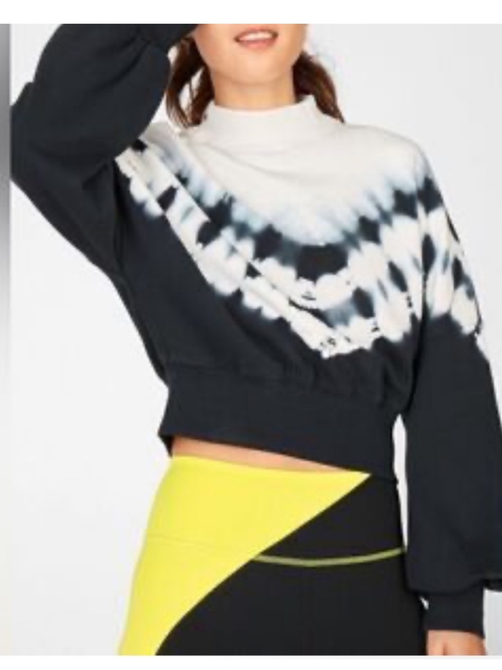 Fabletics Navy and White Tie-Dye Cropped Sweatshirt